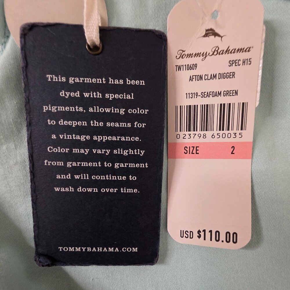 Tommy Bahama Women's Clam Digger Seaform Green Shorts, Size 2 - Picture 6 of 10